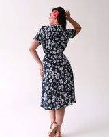 Pretty Retro 40s Shirt Dress - Navy Tiki