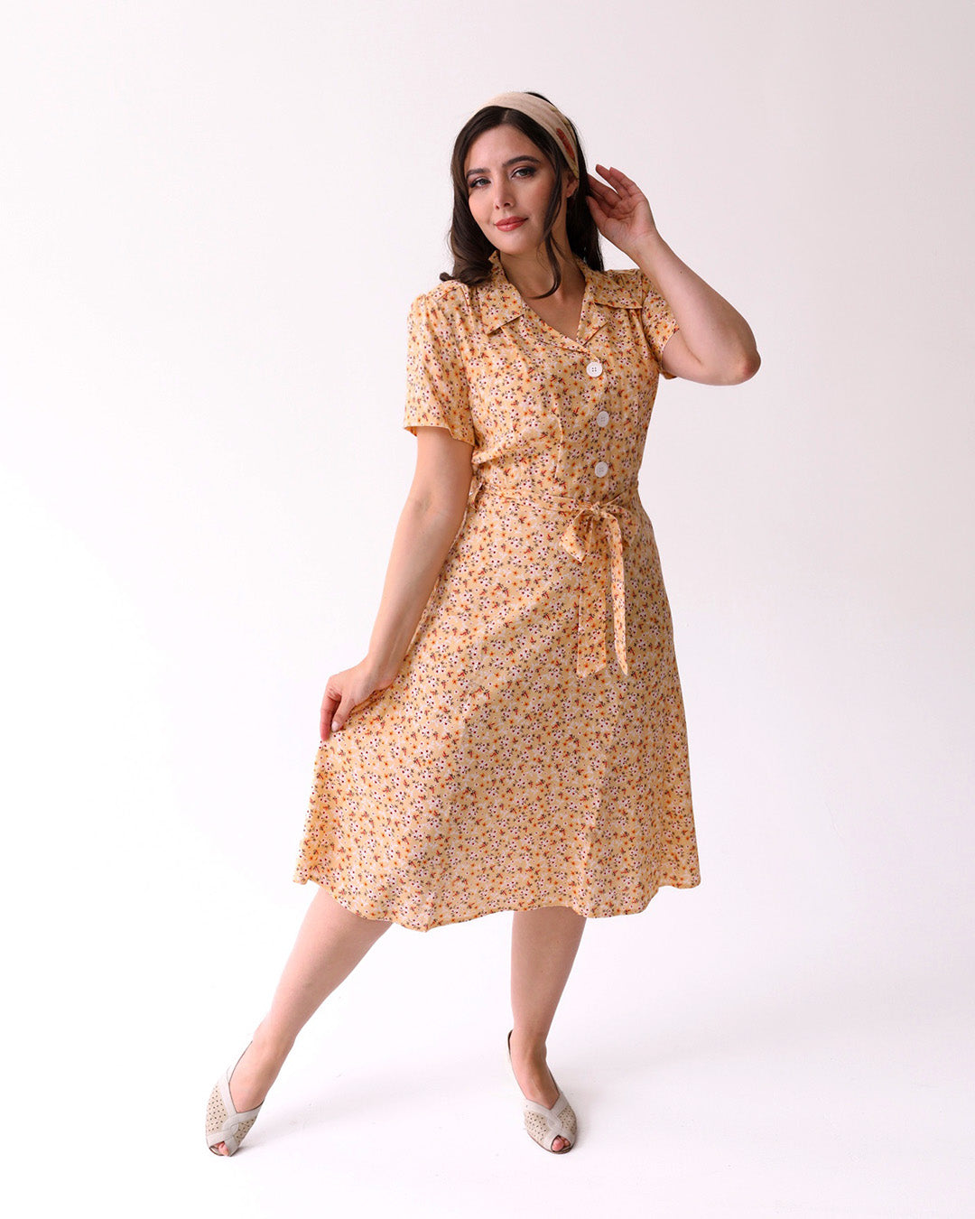 Pretty Retro 40s Shirt Dress Summer Ditsy House of Foxy