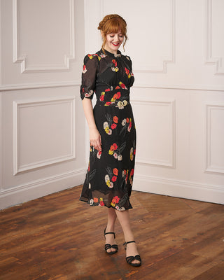 30s Loretta Bias Dress & Slip - Poppy