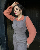 Margot Fitted Waistcoat - brown herringbone