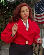 1950s Marilyn Crop Jacket in Red Wool