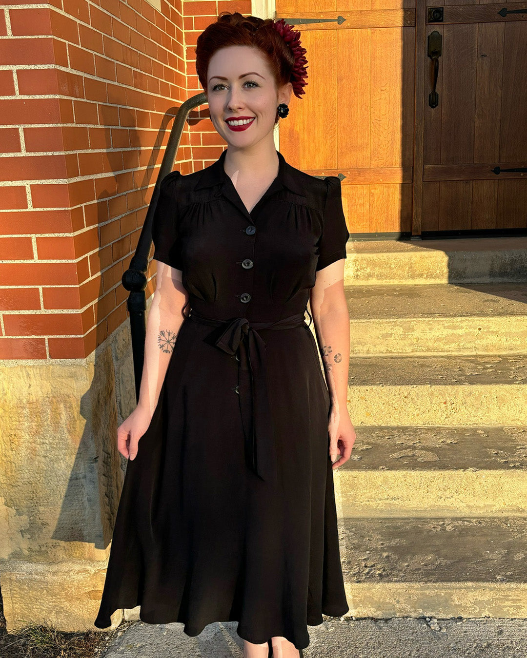 1940s Shirt waister Dress Black House of Foxy