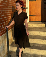 1940s Shirt-waister Dress - Black