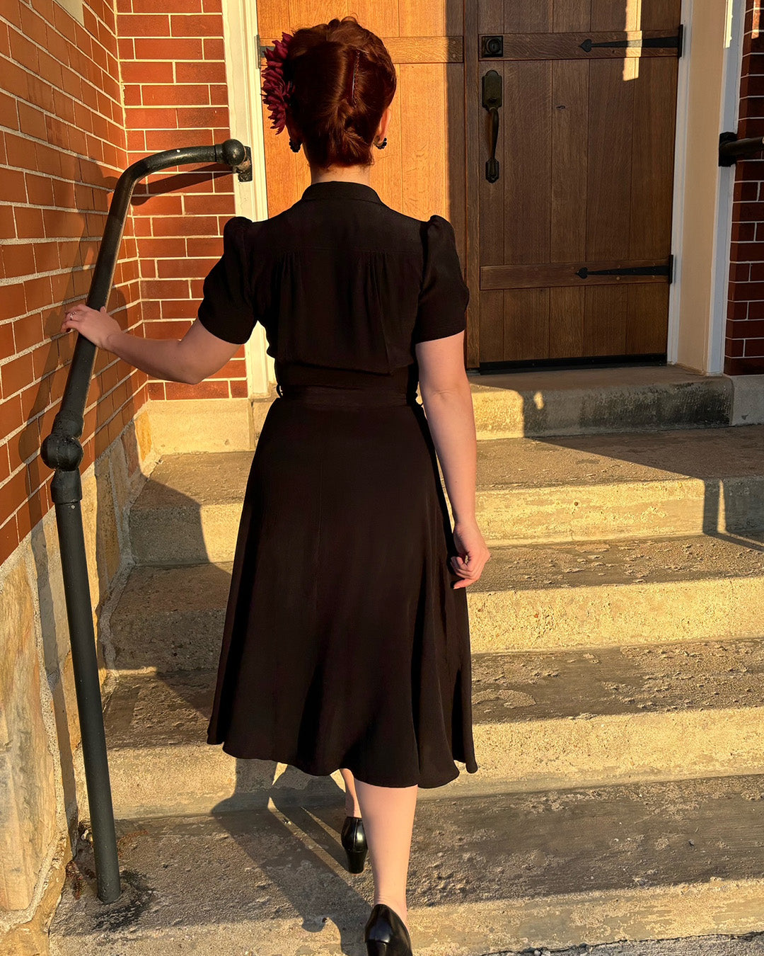 1940s Shirt-waister Dress - Black