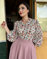 1950s Lola Blouse in Beautyberry Georgette