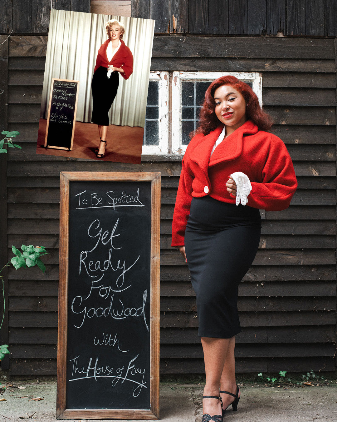 1950s Marilyn Crop Jacket in Red Wool