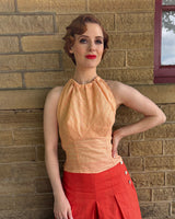 1930s Lido top - Coral Stripe