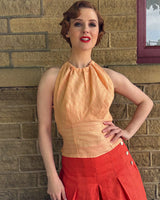 1930s Lido top - Coral Stripe