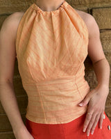 1930s Lido top - Coral Stripe