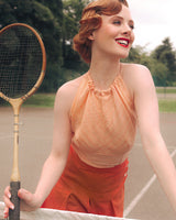 1930s Lido top - Coral Stripe