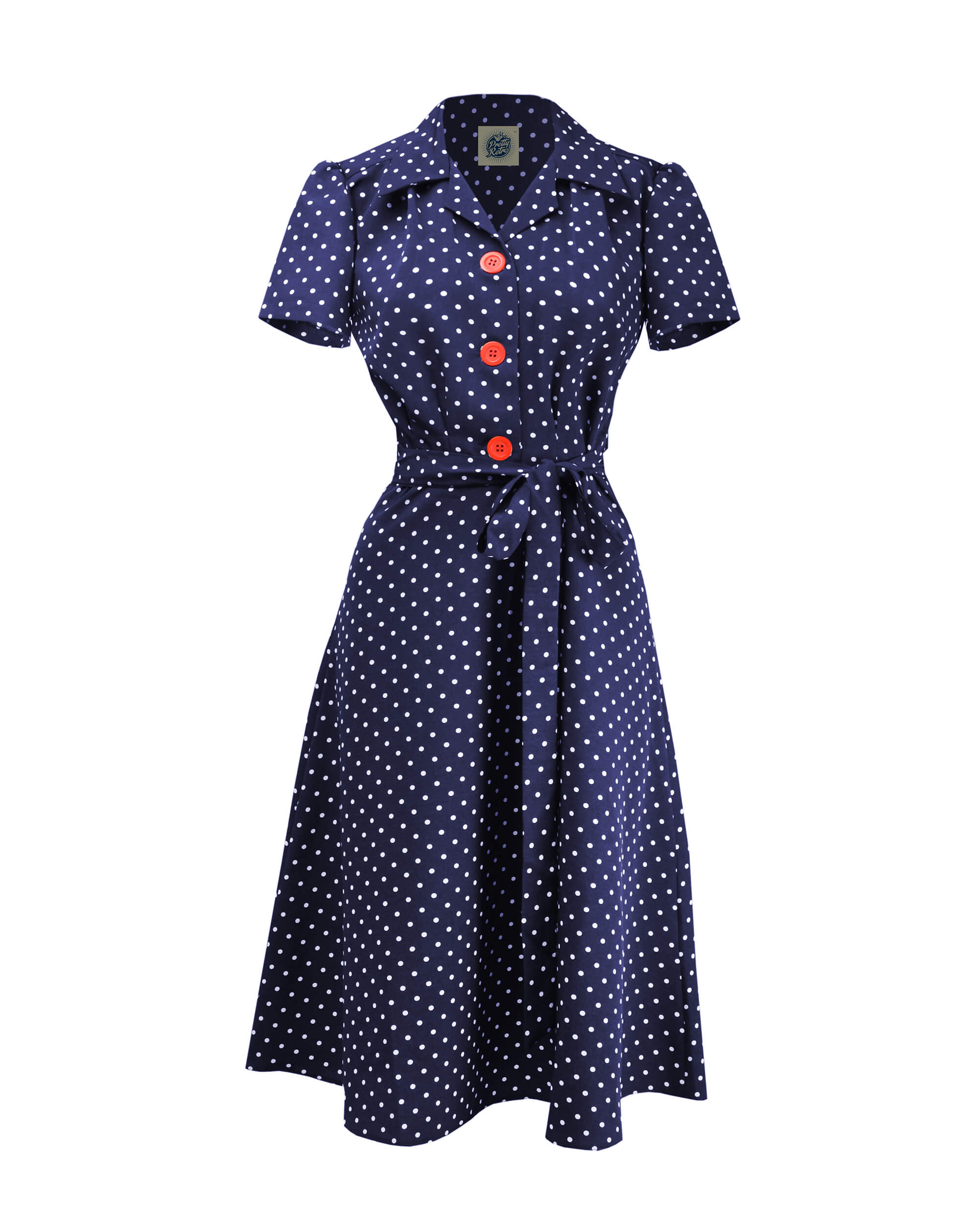 Pretty Retro 40s Shirt Dress - Navy Polka – House of Foxy