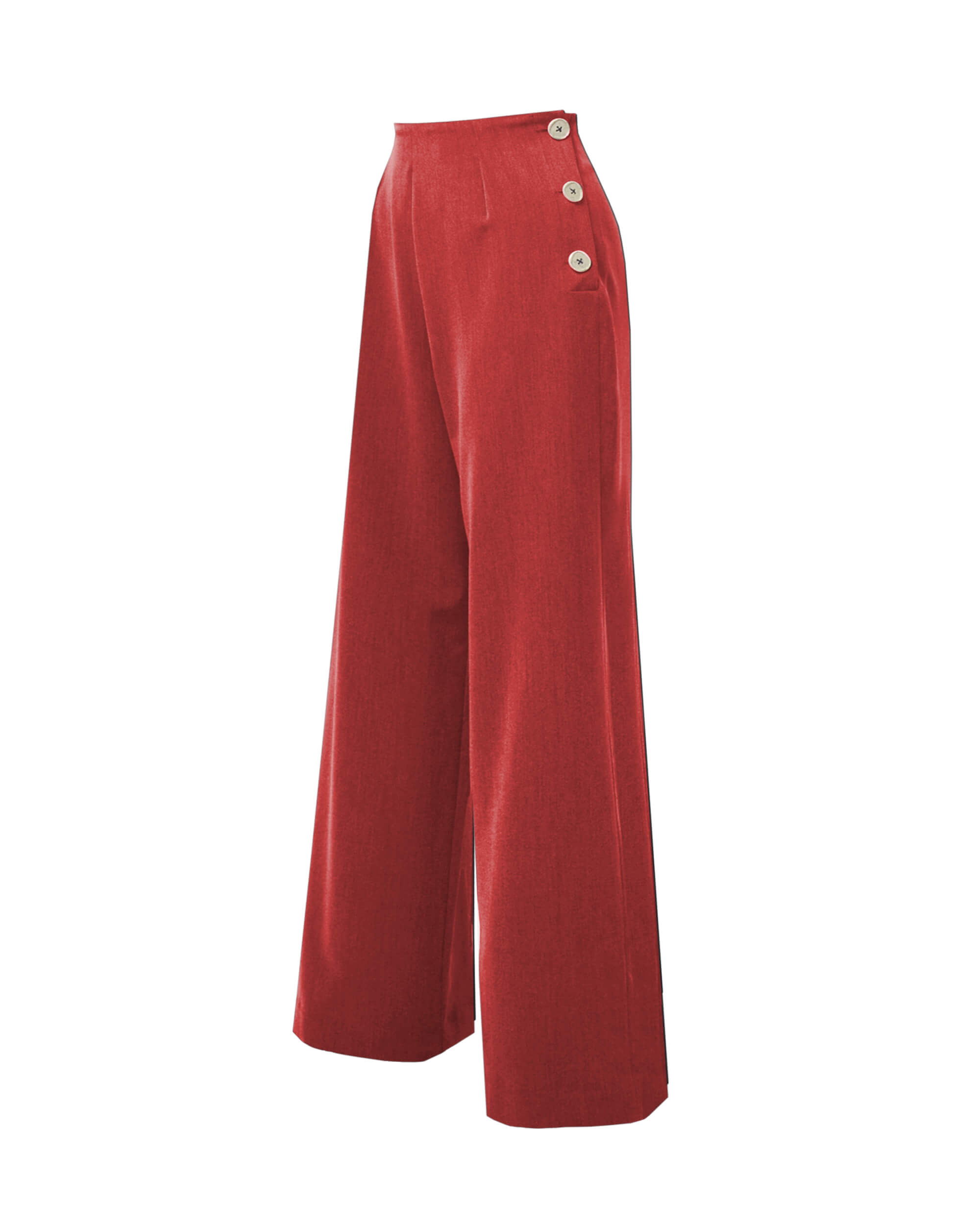 Red Pleated Wide Leg Trousers | Fashion World