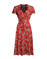 Pretty 40s Tea Dress in Red Black Floral