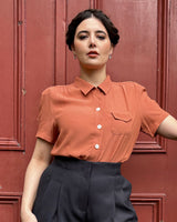 1940s Gloria Blouse - Burnt Peach