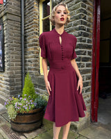 1940s Peggy Dress - Berry