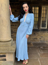 1930s / 70s Petra Bias Cut Midi Dress - Powder Blue