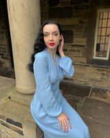 1930s / 70s Petra Bias Cut Midi Dress - Powder Blue