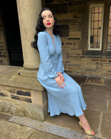 1930s / 70s Petra Bias Cut Midi Dress - Powder Blue