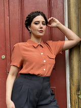 1940s Gloria Blouse - Burnt Peach