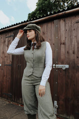 Margot Fitted Waistcoat - olive herringbone