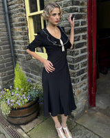 1930s Cora Bias Cut Dress - Black