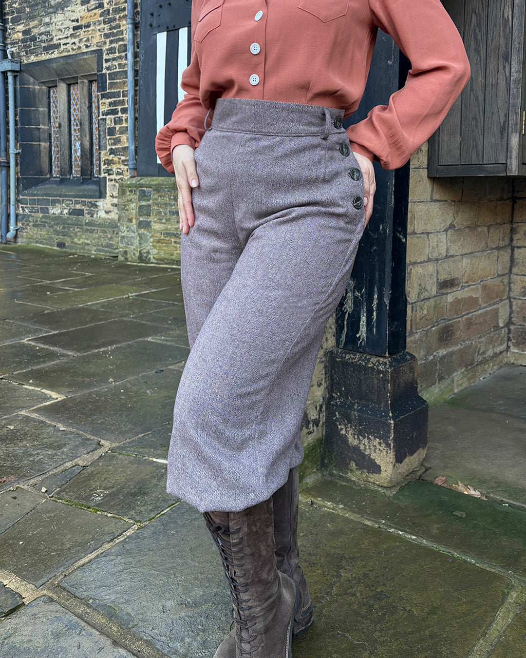 Ladies Plus Fours - Brown Herringbone