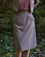 1940s Tailored Skirt - Brown Herringbone