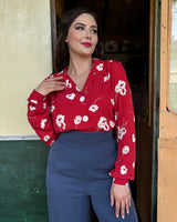 40s Victory Blouse - Ruby Bloom