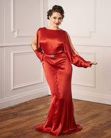 30s Siren Evening Gown - Rust Satin