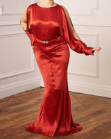 1930s Siren Evening Gown - Rust Satin