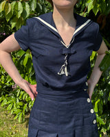 1930s Sailor Top in Navy