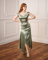 20s Sheba Evening Gown Set - Sage Satin