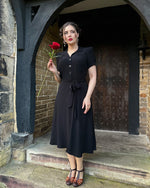 1940s Shirt-waister Dress - Black