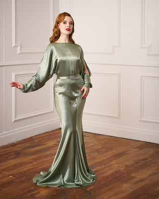 30s Siren Evening Gown - Sage Green