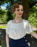 40s Square Neck Smock Blouse