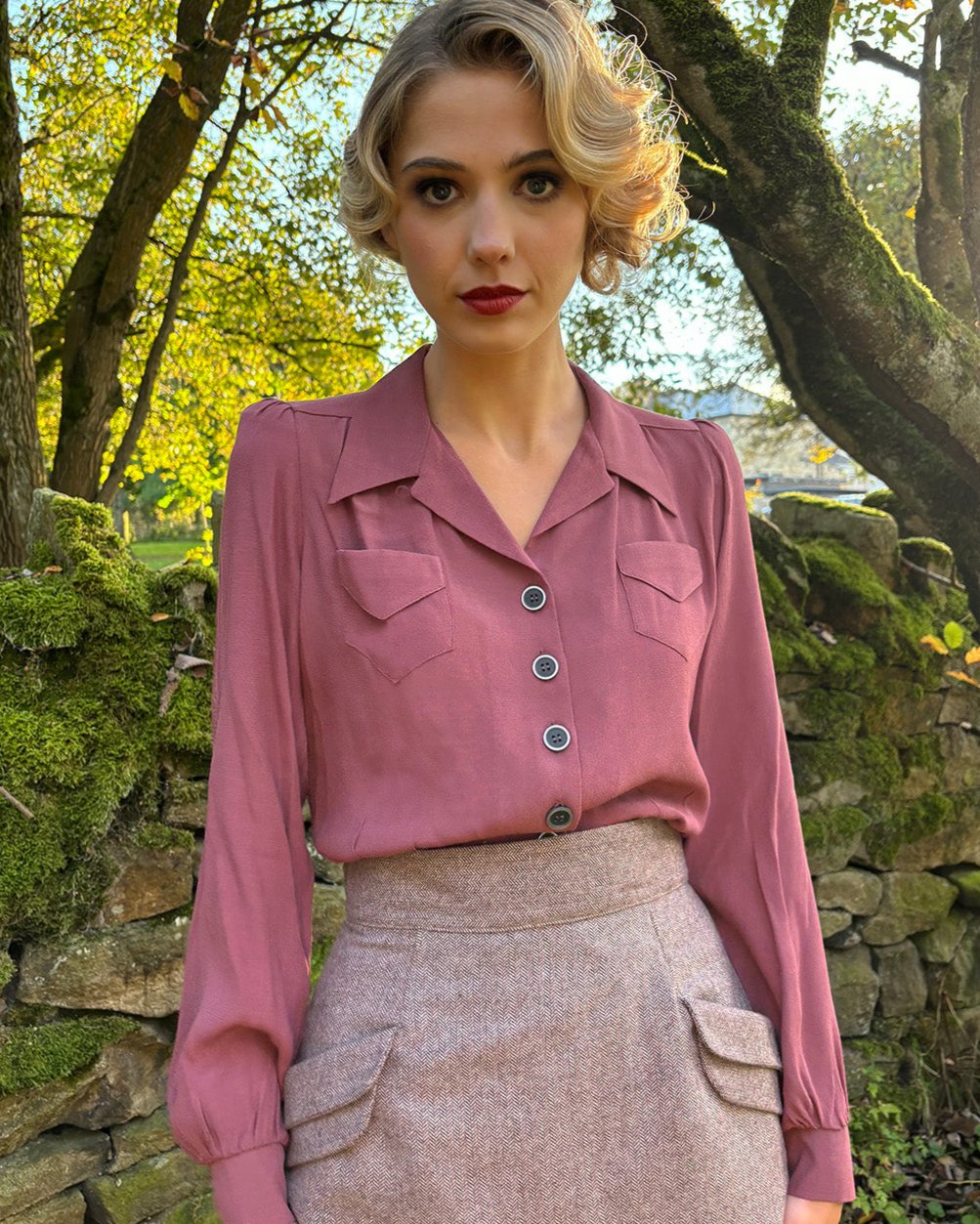 40s Sweetheart Blouse - Plum