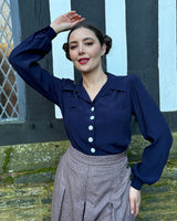 40s Sweetheart Blouse - Navy