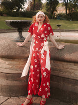 30s 'Bessie' Wrap Beach Pyjama  - Ruby Bloom