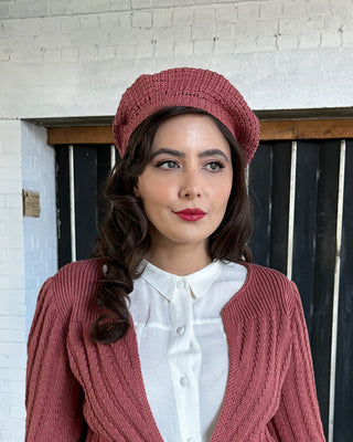 Knitted Beret - Vintage Rose