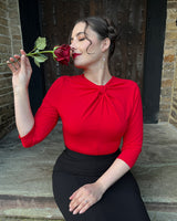 1950s Bow Jersey Top - Red