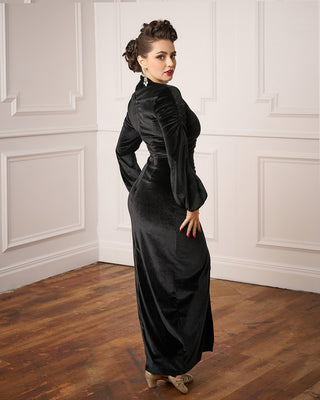 1940s Veronica Evening Gown - Black Silk Velvet