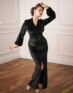 1940s Veronica Evening Gown - Black Silk Velvet