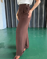 1940s Hepburn Pleated Trousers - Brown