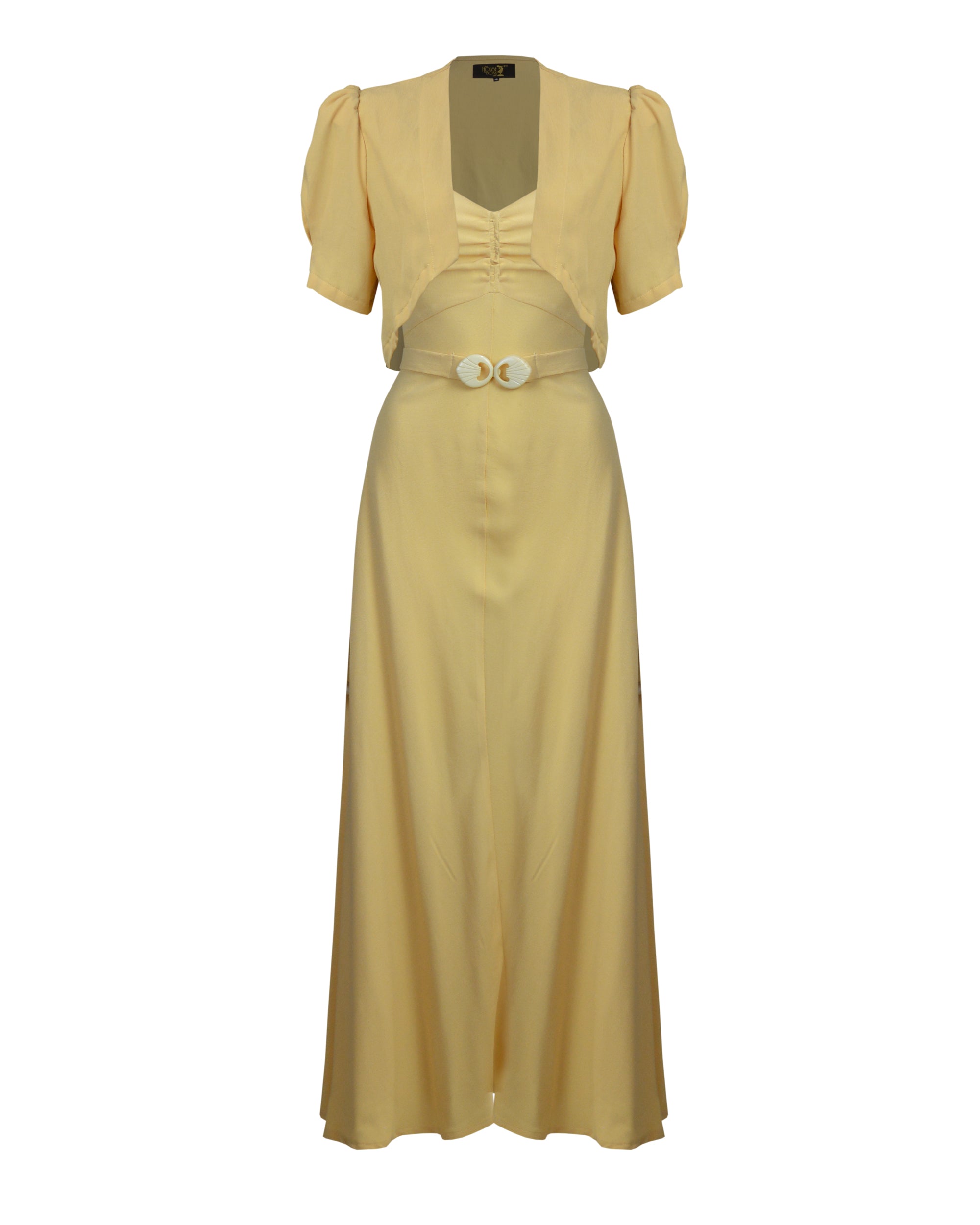 30s Alice Bias Cut Midi Dress and Bolero - Sahara