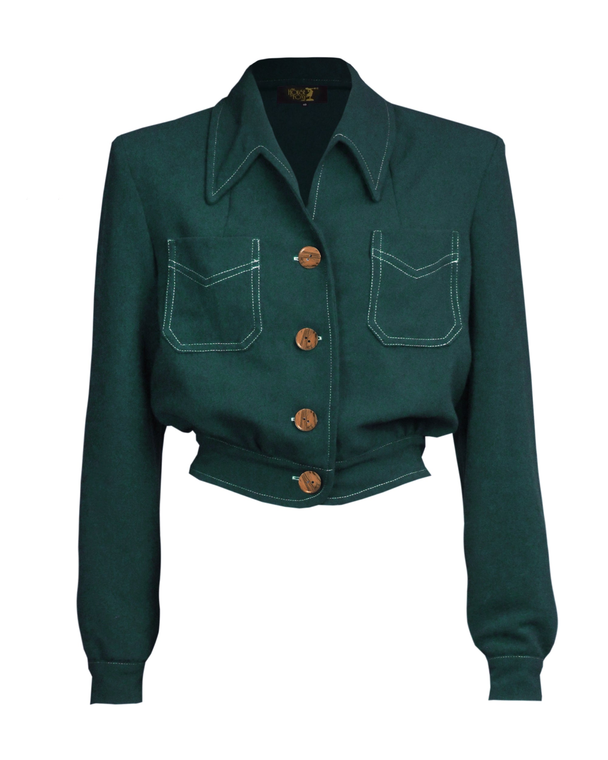 40s Americana Button Jacket - Bottle Green