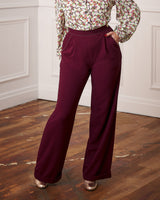 40s Hepburn Pleated Trousers - Aubergine