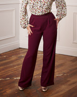 40s Hepburn Pleated Trousers - Aubergine