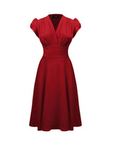 30s 'Ava' Tea Dress - Cranberry