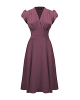 30s 'Ava' Tea Dress - Plum