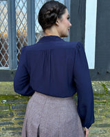 1940s Sweetheart Blouse - Navy